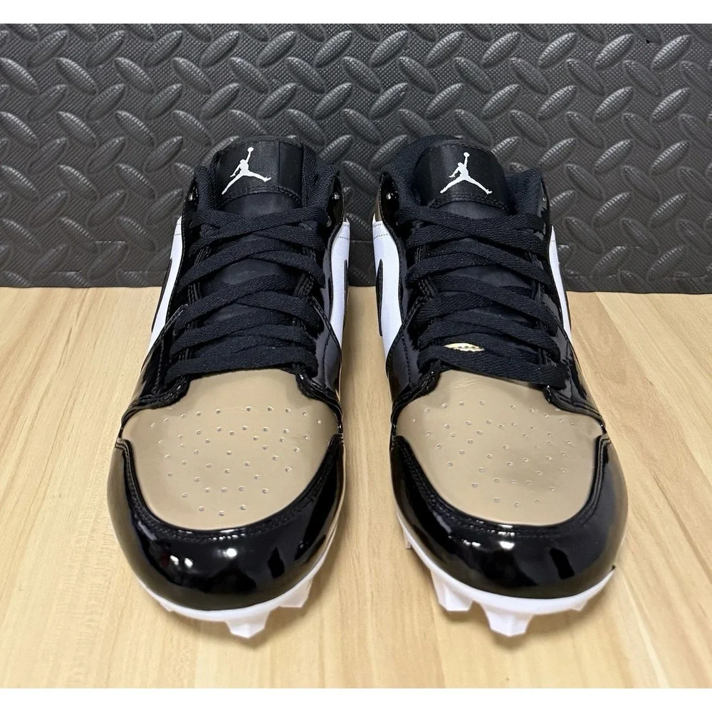 Air Jordan 1 Low TD Football Cleats FJ6245-701 Gold Toe Black Mens Size 10.5